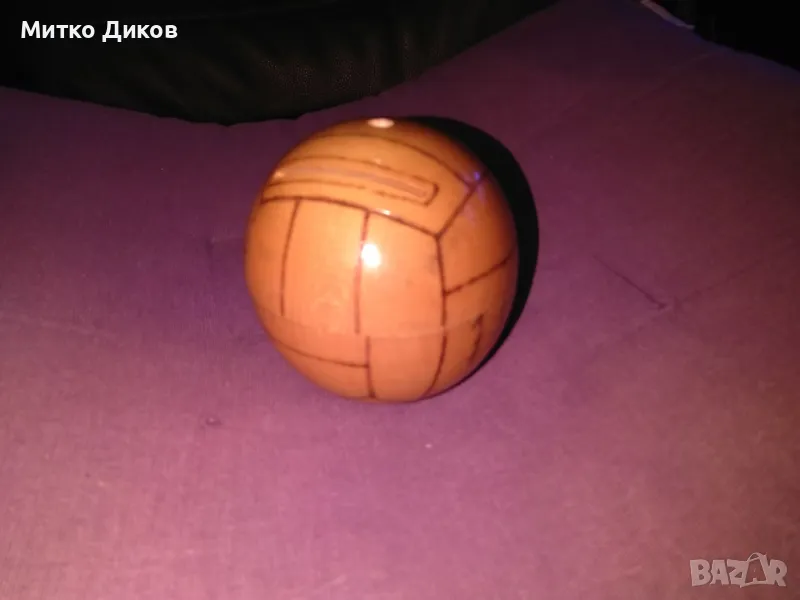 Дървена топка от соца касичка фи 88мм рядка и трудно се прави, снимка 1