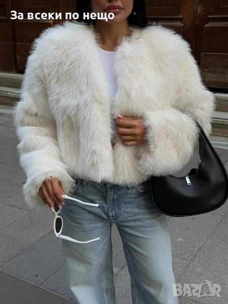 Дамско Бяло Зимно Пухкаво Палто Код I_22, снимка 1