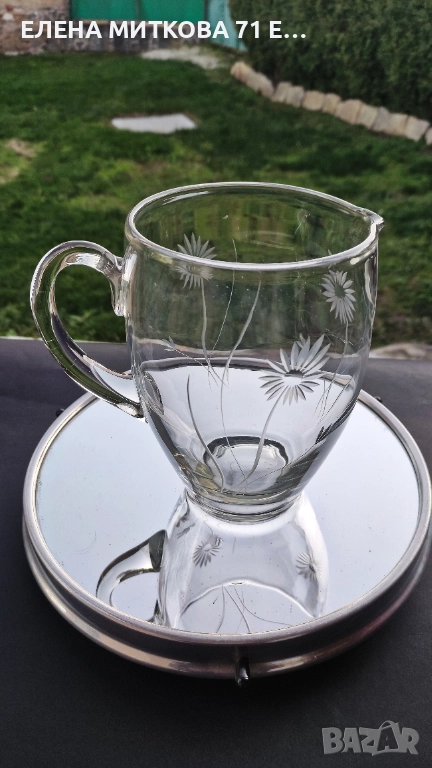 Ретро българска стъклена кана за вода или вино, снимка 1