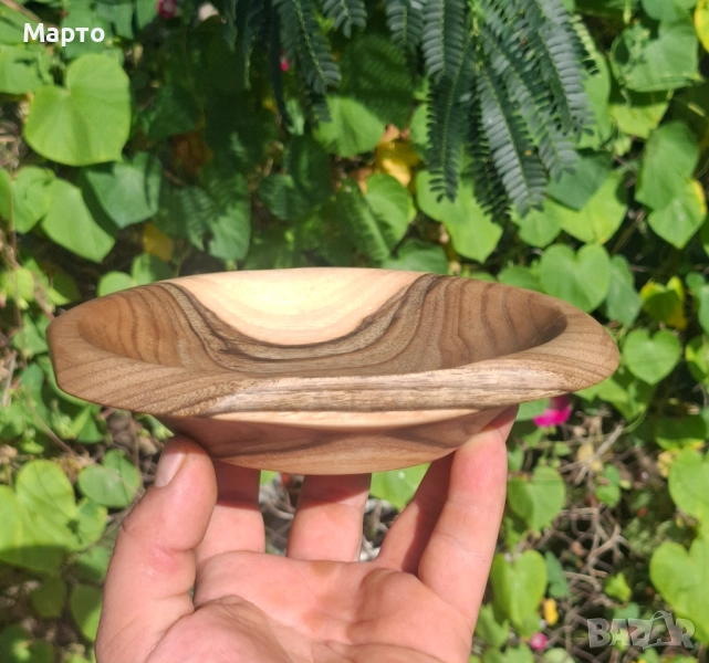 Ръчно изработена купа от орех за ядки – уникална шарка, пчелна вакса, снимка 1