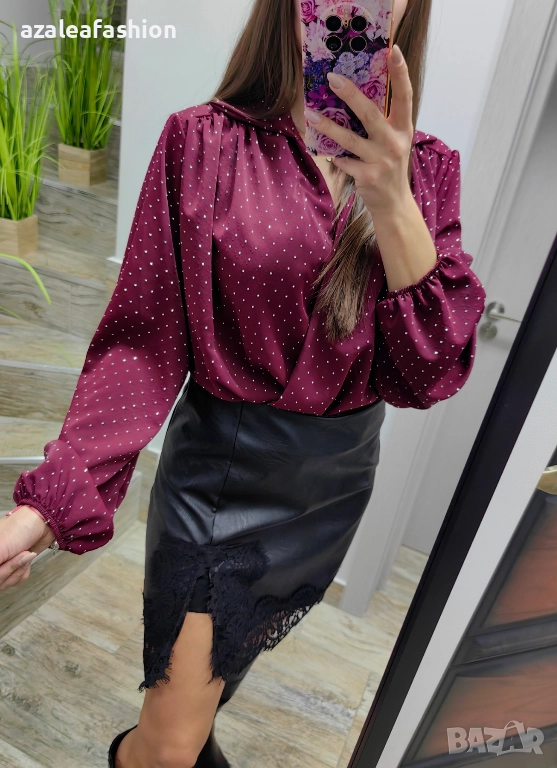 Дамски сет боди с кожена пола, снимка 1