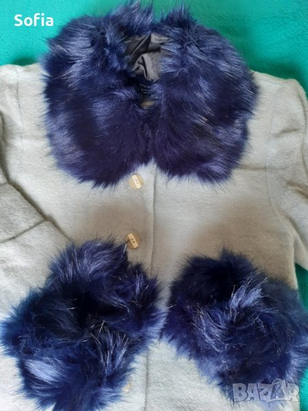 Яка с косъм и ръкави НОВ комплект в синъо  , снимка 1