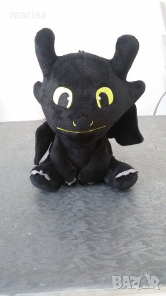Плюшен дракон, черен, Беззъб, 20 см - 95853, снимка 1