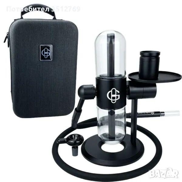 Стъклено-алуминиева гравитационна водна лула наргиле Gravity Water Pipe 360 Bottle Magic Hookah, снимка 1