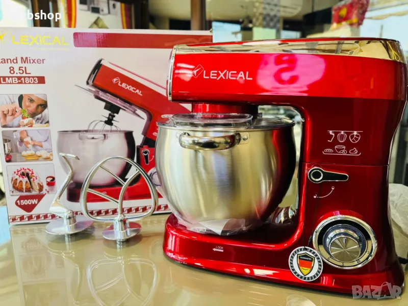 Професионален планетарен миксер LEXICAL с мощност 1500 W, Купа 8,5 литра, 6 скорости, снимка 1
