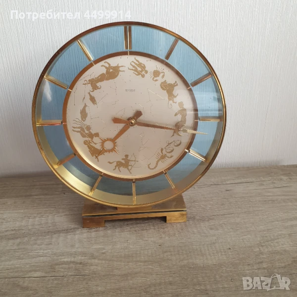 Рядък голям бронзов зодиакален настолен часовник KIENZLE, снимка 1