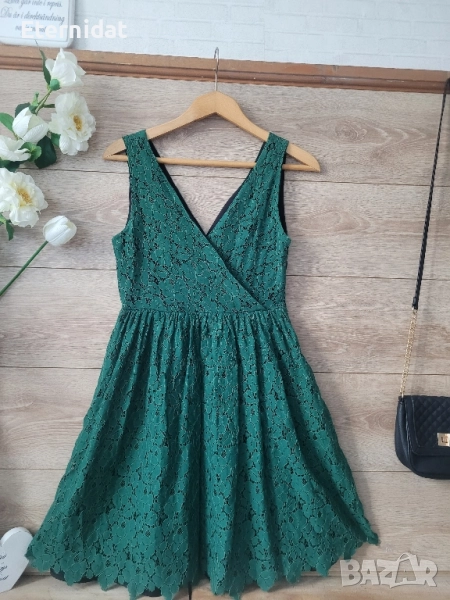 Зелена елегантна рокля Zara, снимка 1