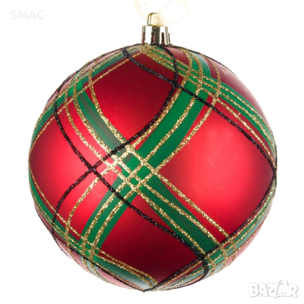 Коледна топка за елха с кръстосано каре 8 см_1184527, снимка 1