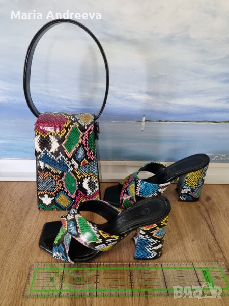 Комплект мини чанта и чехли (37 номер) в забавни цветове, снимка 1