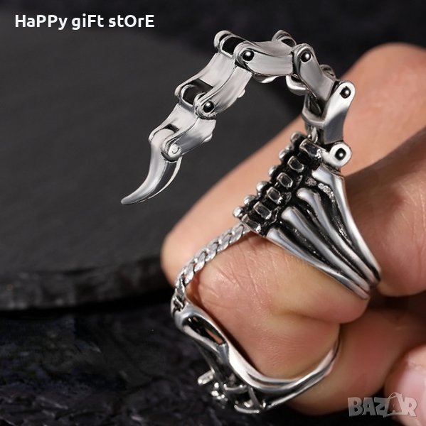 Готически винтидж пръстен с подвижен скорпион - уникално бижу за стилни и смели изяви, снимка 1