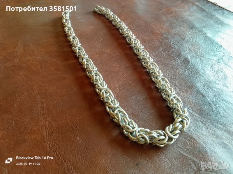 158/Сребърен Синджир Кралска плетка-135грама.🇧🇬, снимка 1