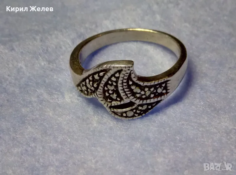 СКЪПЕЦЕНЕН МАРКАЗИТЕН СРЕБЪРЕН ПРЪСТЕН СРЕБРО 925 РЪЧНА ЮВЕЛИРНА ИЗРАБОТКА 47959, снимка 1