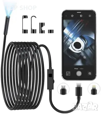 Нова Гъвкава ендоскопска камера за авто, тръби, канализация, 2MP HD, снимка 1