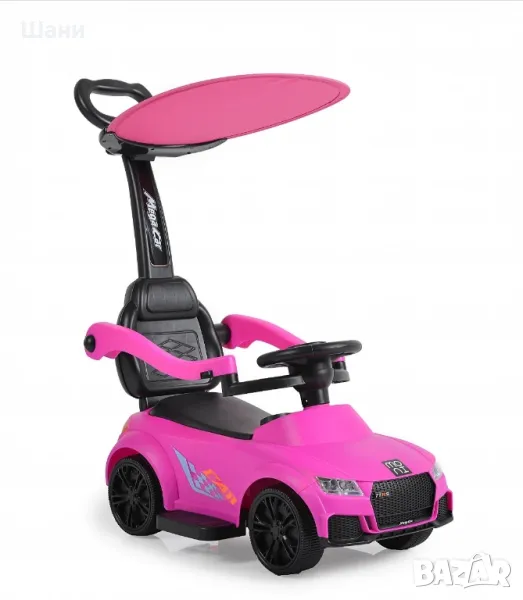 Кола за бутане MONI Victory 2в1 розова + дръжка, снимка 1