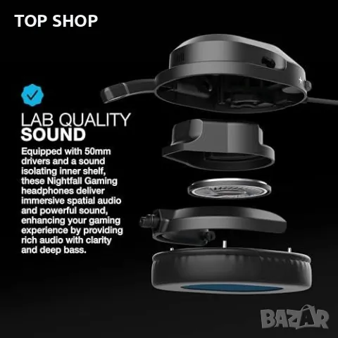Нови Слушалки JLab Nightfall Gaming Headset 3.5mm с микрофон за PC/Xbox/PS5/PS4, снимка 5 - Слушалки и портативни колонки - 49444812