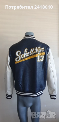Schott NYC Teddy Avec Badges Leather Jacket Mens Size L  НОВО! ОРИГИНАЛ! Ест. кожа!, снимка 4 - Якета - 51801091