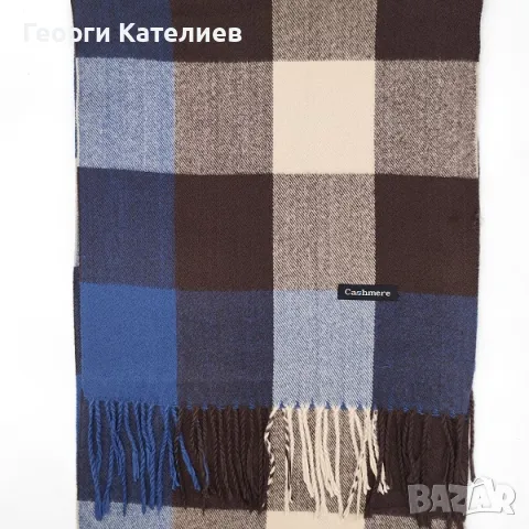 Кашмирен шал каре, шапка и луксозни ръкавици-Мъжки зимен комплект в тъмно синьо Код на продукта:KM-0, снимка 2 - Подаръци за мъже - 48127504