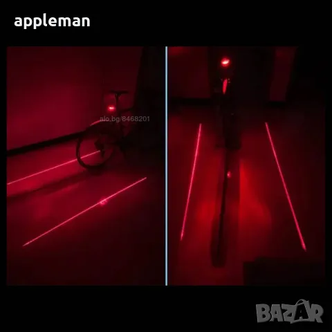 Заден стоп габарит светлина за велосипед със лазер и 2бр батерии, снимка 5 - Части за велосипеди - 48609520