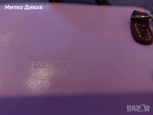 Vera Pele made in Italy розава чанта естествена кожа 22х14см отлична, снимка 3 - Чанти - 55991913