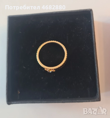 Стилен дамски пръстен с камък, позлатен, снимка 3 - Пръстени - 52794511