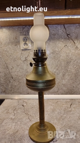 Старинна месингова газена лампа , снимка 5 - Настолни лампи - 52805832