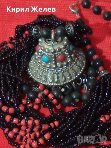 ТУАРЕГСКА ТЮРКОАЗЕНА САЧАНЕНА ОГЪРЛИЦА ТРАДИЦИОНЕН НАЦИОНАЛЕН НАКИТ с ХИЛЯДИ МЪНИСТА и КОРАЛ 15202, снимка 6 - Колиета, медальони, синджири - 30711707