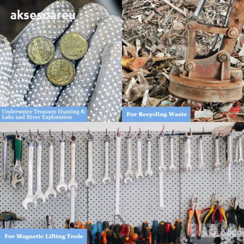 Супер Силен мощен неодимов магнит който се закача с въженце за изваждане на метални предмети от река, снимка 18 - Колекции - 47851474