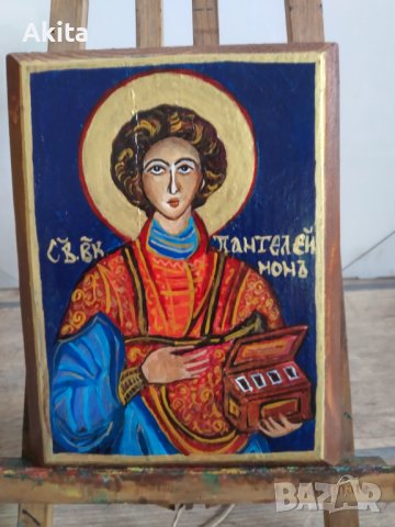 Икона на свети Пантелеймон, снимка 7 - Икони - 37072856
