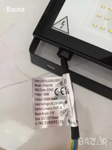 LED Прожектор 100W 6500K IP65 V-TAC, лед прожектор, НОВ, снимка 3 - Прожектори - 55972938