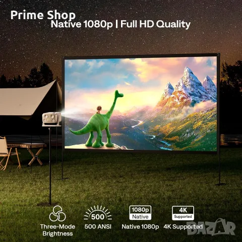 Смарт проектор Aurzen Boom Mini, Google TV, 1080P, 4K, 500 ANSI, WiFi, Bluetooth, снимка 5 - Плейъри, домашно кино, прожектори - 56077642