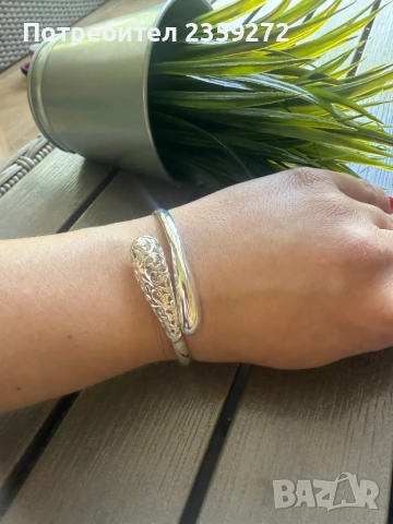 Сребърна гривна, снимка 2 - Гривни - 50467550