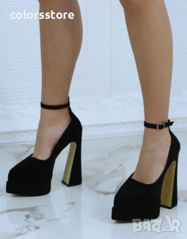 Обувки на ток - черен велур - VT2, снимка 1 - Дамски обувки на ток - 44724764