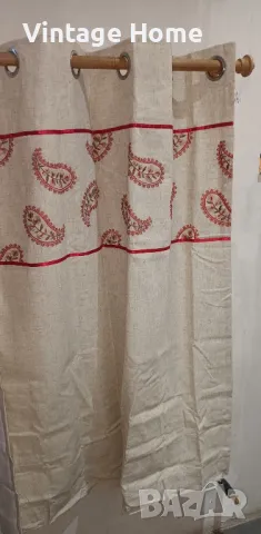 Нови завеси комплект два броя с бродерия , снимка 2 - Пердета и завеси - 42210592