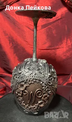 Ръчно изработена чаша за вино с инициали, снимка 3 - Чаши - 49301490