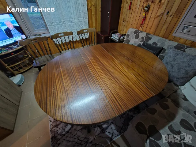 Кръгла маса с 5 стола, снимка 6 - Маси - 56433411