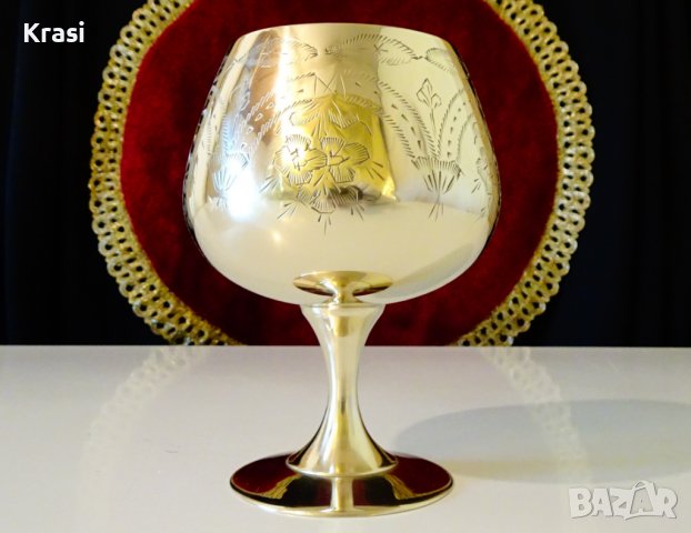 Английски бронзов бокал,чаша за вино,маркиран