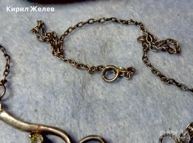 Старо АР НУВО СТИЛ СРЕБЪРНО КОЛИЕ СРЕБРО 950 с ЮВЕЛИРНО ФАСЕТИРАНИ ИСКРЯЩИ ЦИРКОНИ 49369, снимка 4 - Антикварни и старинни предмети - 48901263