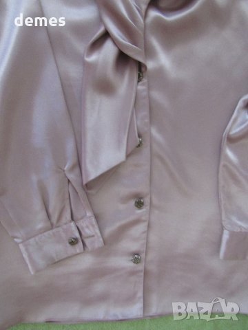  Дамска блуза сатен цвят пепел от рози, размер XL, снимка 5 - Блузи с дълъг ръкав и пуловери - 34095522