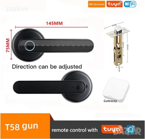 WAFU WF-F4 Tuya Smart Door Lock Интелигентна ключалка с пръстови отпечатъци , снимка 5 - Друга електроника - 44697339