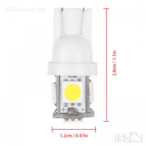 Габаритни диодни крушки габарити T10 с 5 Smd Led ксеноново бели диода за кола автомобил джип супер я, снимка 15 - Аксесоари и консумативи - 35429598