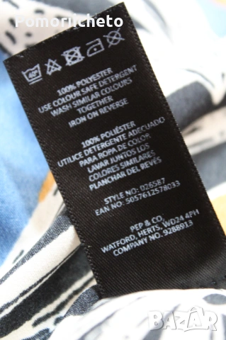 Къса рокля с яка и ръкави с флорални мотиви, джобове, снимка 5 - Рокли - 54127567