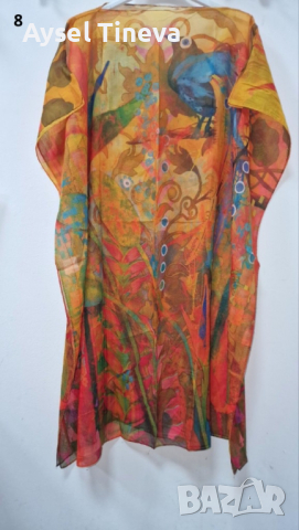 Туника-рокля за плажа в модерни цветни принтове и в свободна права кройка, универсален размер, снимка 2 - Рокли - 44789720