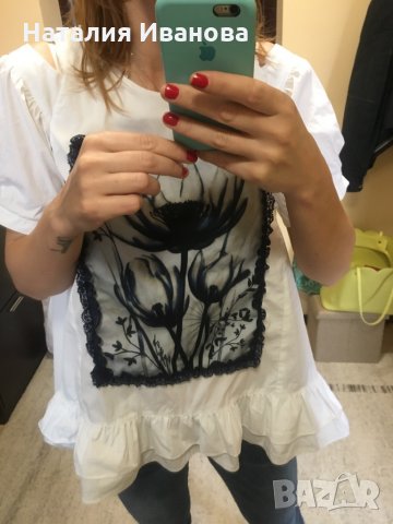 Ефирна бяла памучна блуза