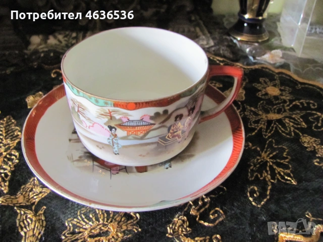 Японски К-т Чашка за чай, чинйка костен порцелан , маркирани, снимка 9 - Сервизи - 53254905