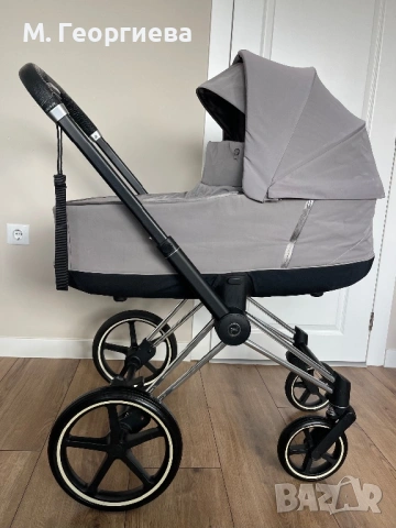 Cybex Priam 3 Platinum Taupe 3 в 1 с черно шаси + кош, дъждобран и подаръци