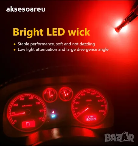 Нова Супер ярка T5 Led крушка 3SMD 3030 светлина Лампа за арматурното табло на кола индикатор, снимка 6 - Аксесоари и консумативи - 50336543