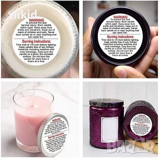 100 бр Внимание етикети за свещ свещи надпис самозалепващи лепенки стикери за ръчна изработка , снимка 2 - Други - 37472850