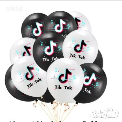 Tik Tok Тик Ток Обикновен надуваем латекс латексов балон парти хелий или газ, снимка 2 - Други - 30226005