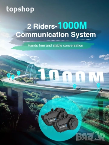 Bluetooth Интерком за Мото Каска MOMAN H2 Чисто нов запечатан, снимка 4 - Аксесоари и консумативи - 53204995