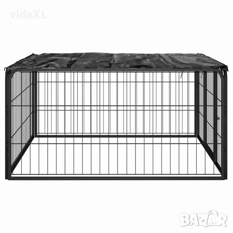 vidaXL Заграждение за куче 4 панела черно 100x50 см прахово боядисано, снимка 2 - За кучета - 56146339